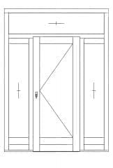 Одностворчатая дверь с верхней и боковыми фрамугами